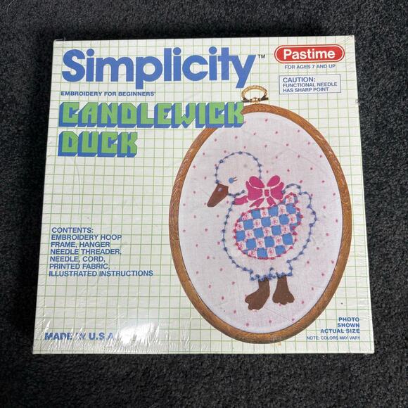 Simplicity Candlewick Duck Vintage Needlework Craft Kit - New In Box Cottagecore - Picture 1 of 7
